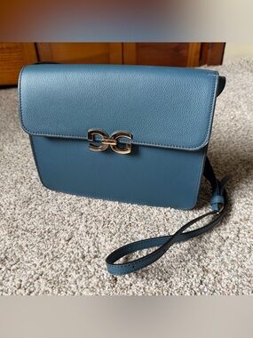 Guibert Paris Women's Teal Crossbody Bag with Gold Accent